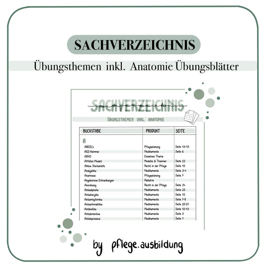 Sachverzeichnis Übungsthemen