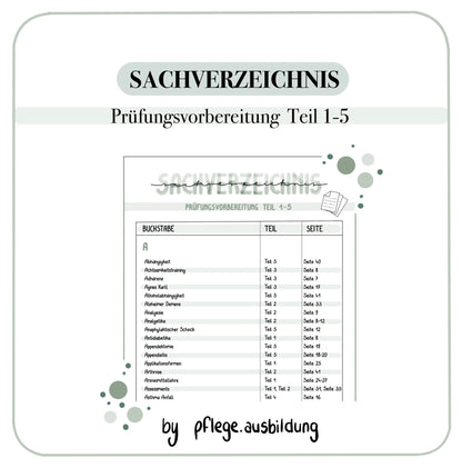 Sachverzeichnis Prüfungsvorbereitungen