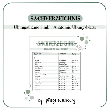 Sachverzeichnis Übungsthemen